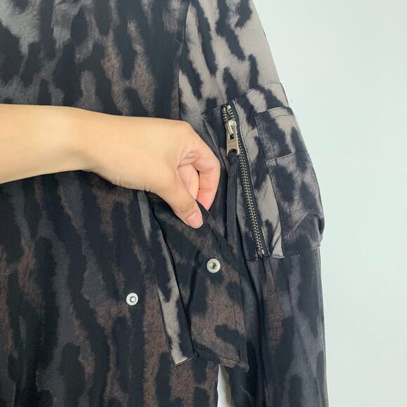 ALLSAINTS Sinai Leopard Print Silk Bomber Jacket Womens Small - Picture 10 of 16